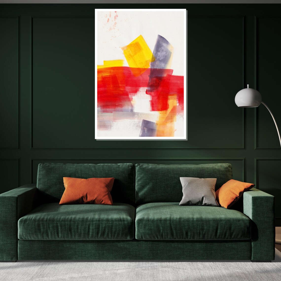 Red Yellow Color Splash Shapes Playful Modern Abstract Poster - Image 2