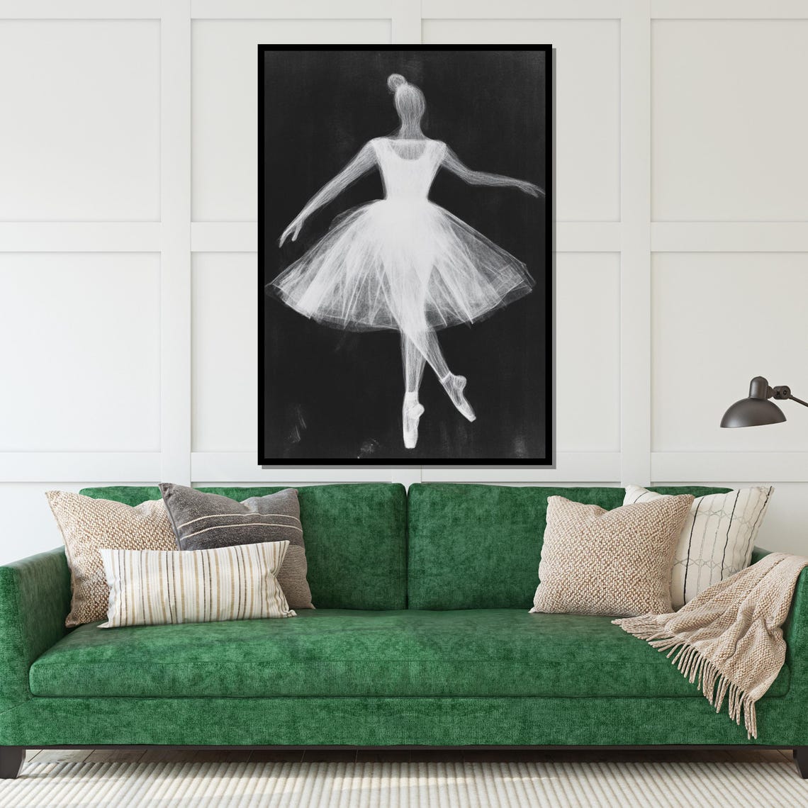 Ballerina White Tutu Back View Glowing Dark Stage Art Poster - Image 5
