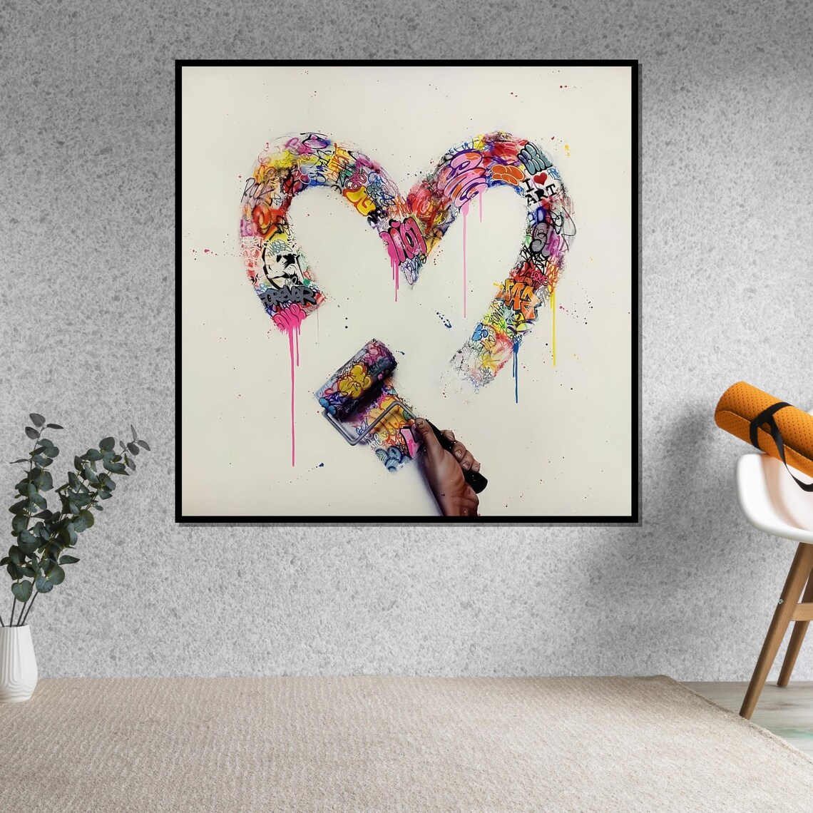 Graffiti Heart Street Art Paint Roller Colorful Urban Love Poster - Image 5