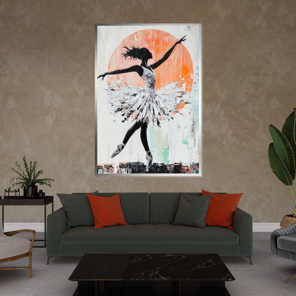 Ballerina Silhouette Before a Sunset Disc Expressive Dance Poster - Image 4