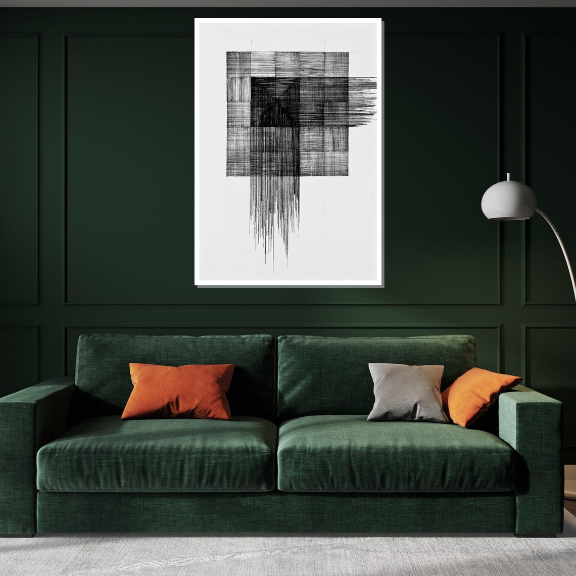 Black Grid Geometric Pattern Drip Minimalist Modern Art Poster - Image 2