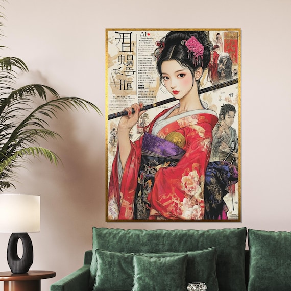 Geisha Elegance Japanese Kimono Lady Art Print