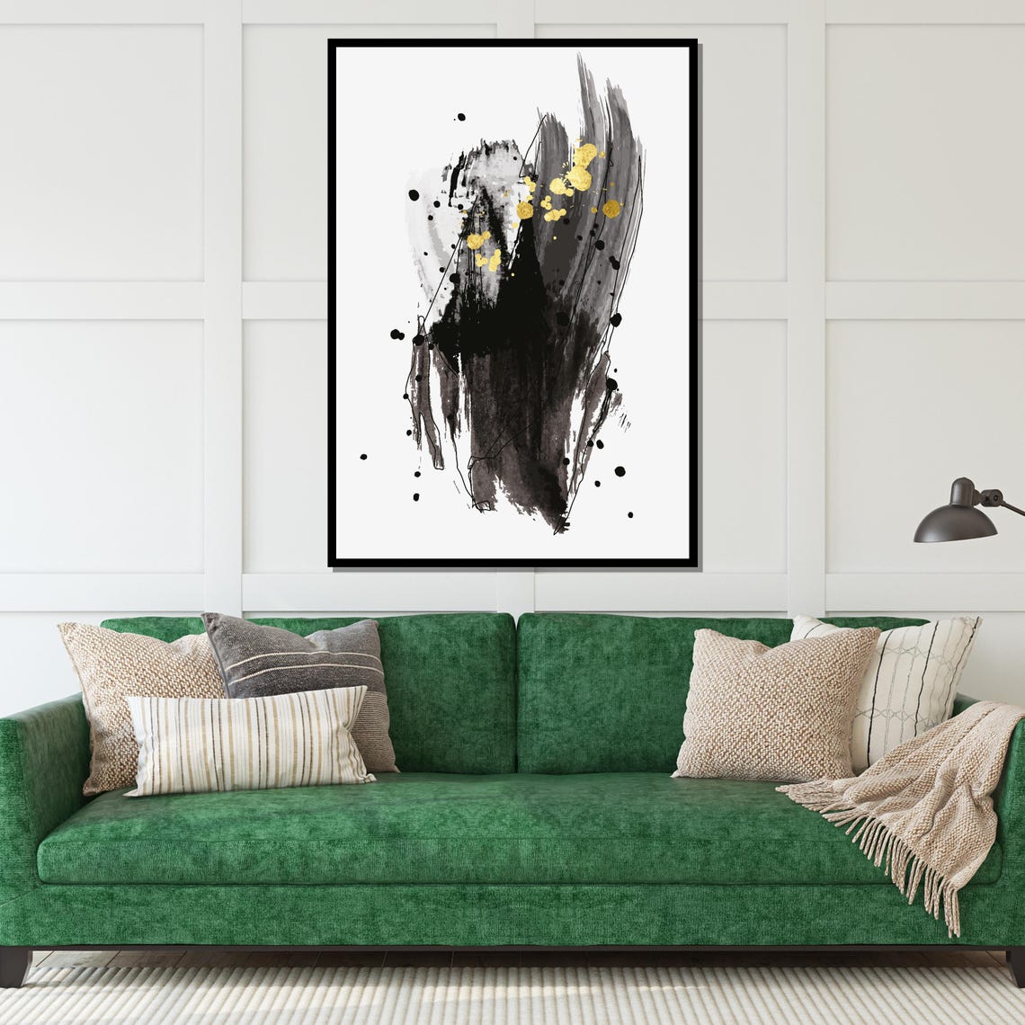 Black Ink Splash Gold Accents Dynamic Modern Abstract Poster - Image 4