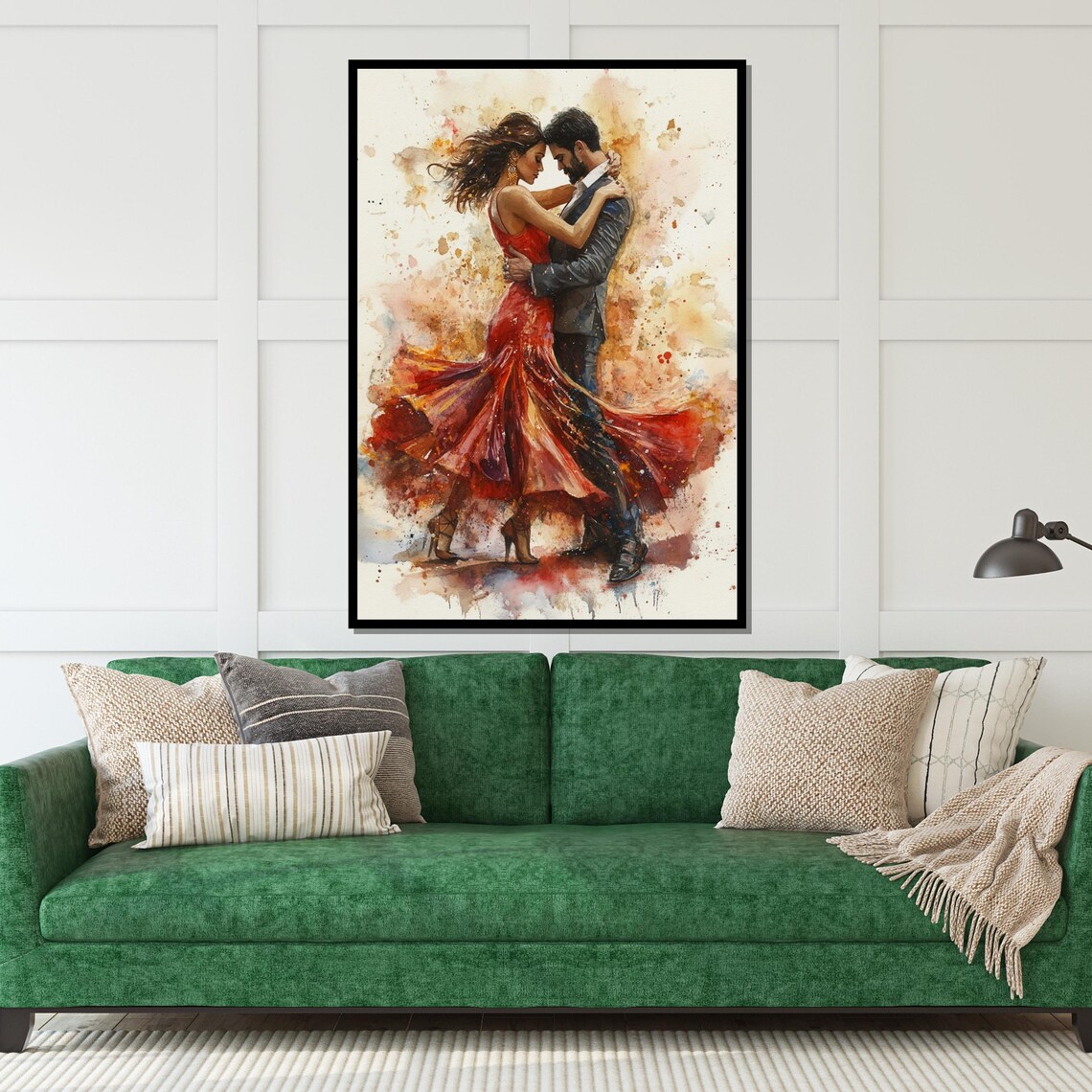 Tango Couple Red Dress Embrace Romantic Watercolor Dance Poster - Image 5