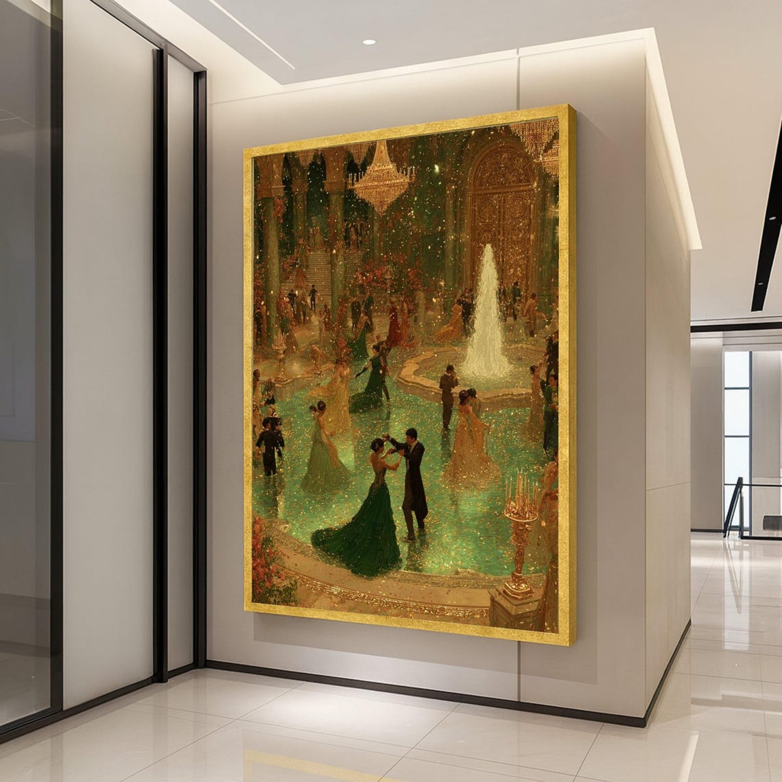 Elegant Ballroom Dancers Vintage Golden Gala Celebration Party Poster