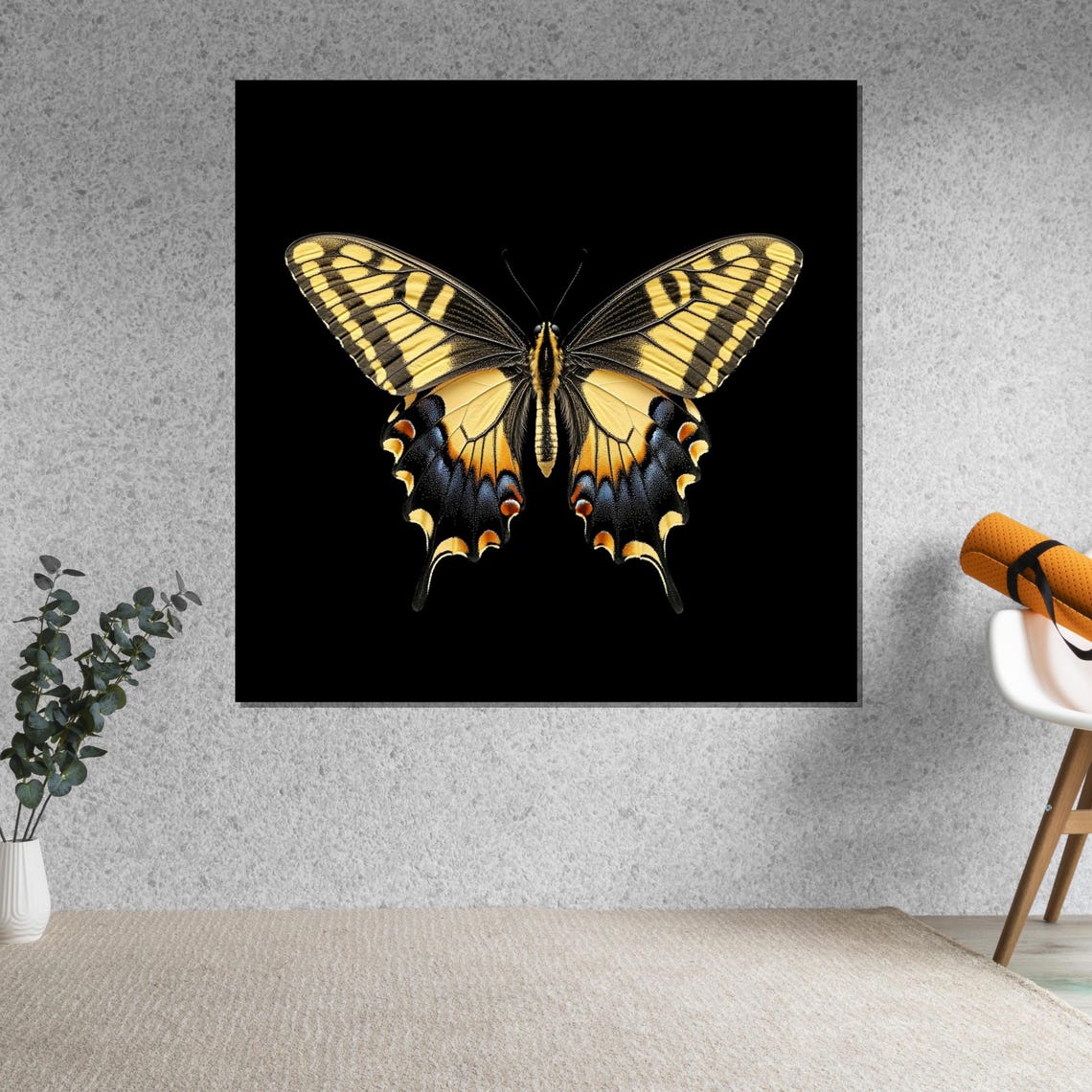 Yellow Swallowtail Butterfly On Black Dramatic Insect Art Poster - Image 5