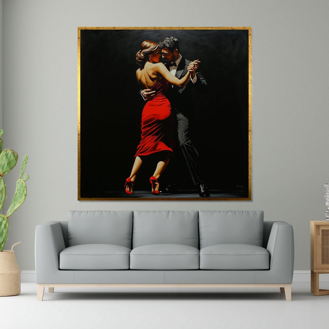 Elegant Tango Couple Red Dress Black Suit Passion Dance Poster
