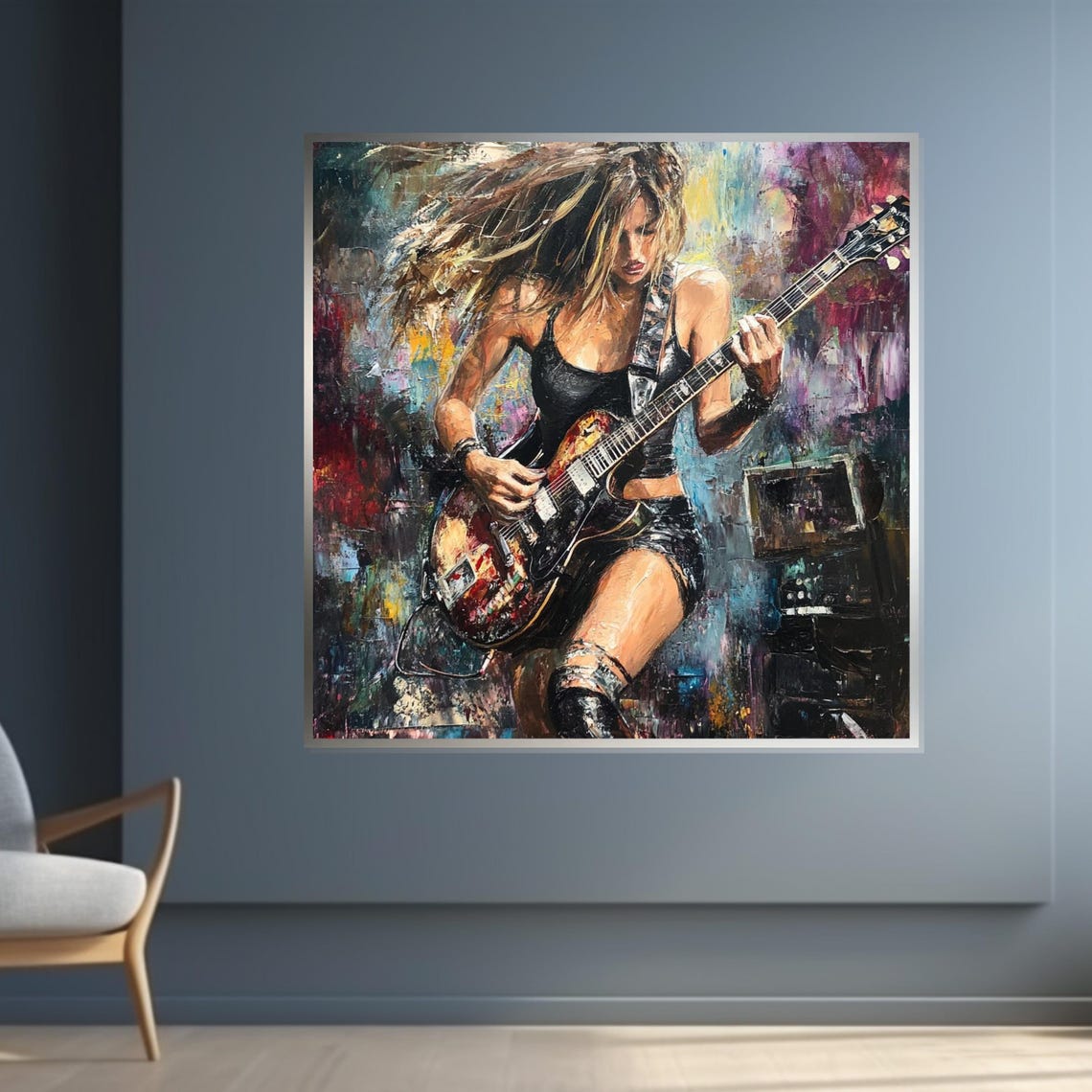 Electric Guitar Female Rock Musician Bold Stage Performance Poster - Image 4