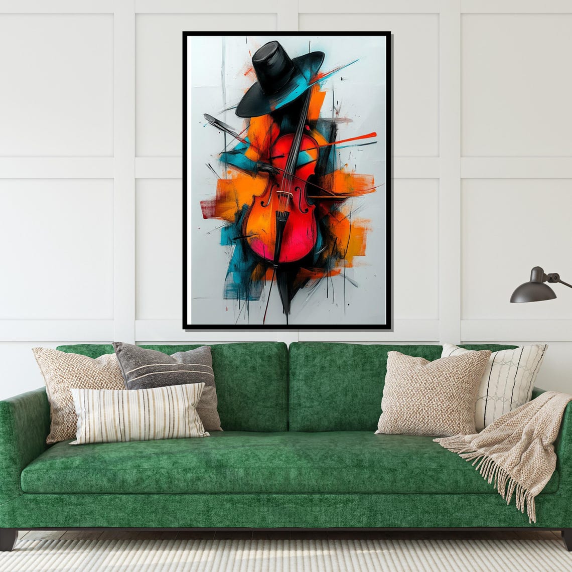 Abstract Violinist in Top Hat Bold Red Violin Street Art Poster - Image 5