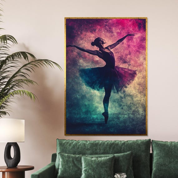 Ballet Dancer Elegant Dance Art Ballerina Wall Art Colorful Design Wall Decor Ready To Hang Decoration