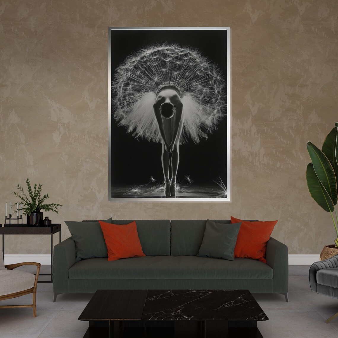 Ballerina Deep Bow Giant Dandelion Bloom Surreal Dance Poster - Image 4