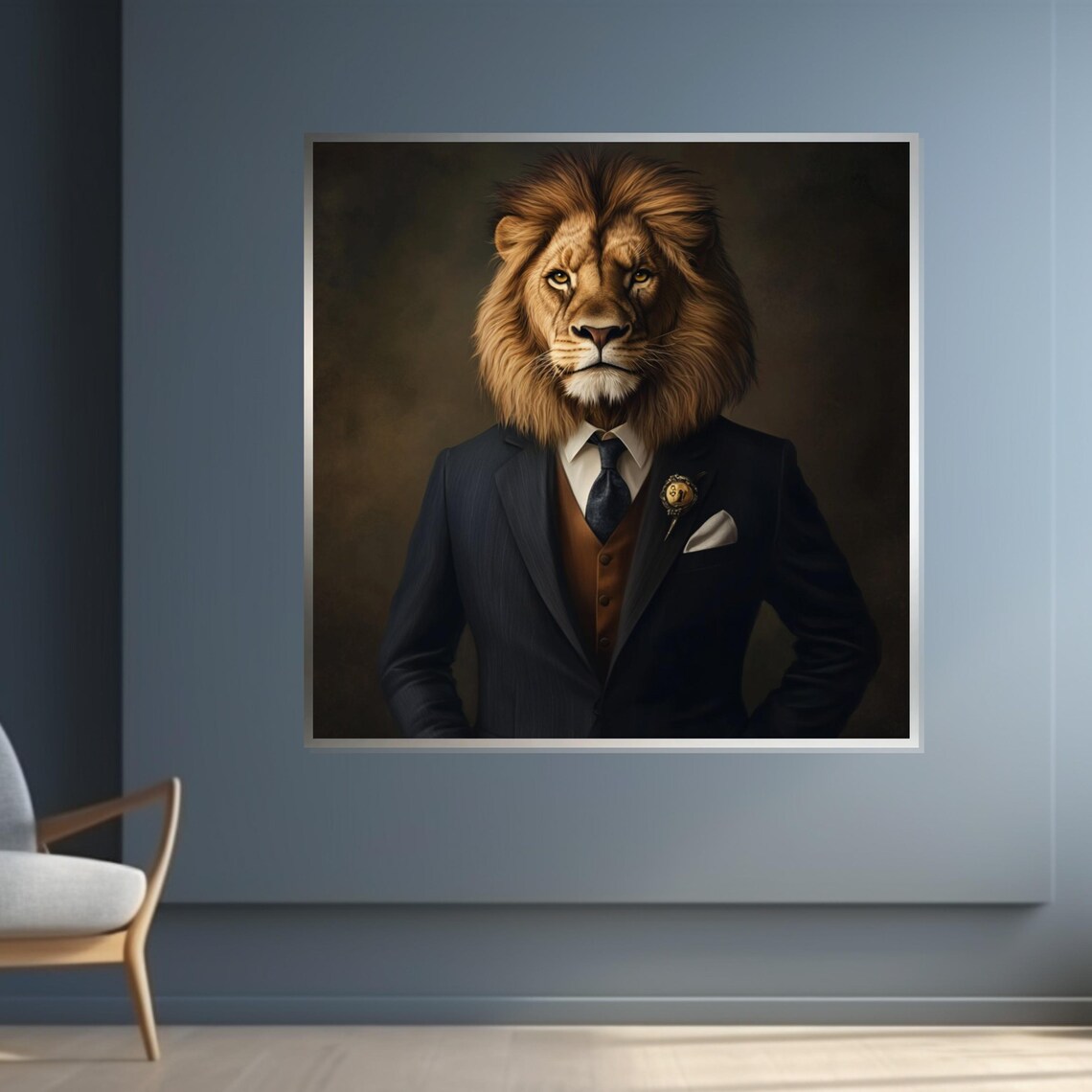 Lion Gentleman Formal Suit Regal Animal Oil Portrait Style Poster - Image 4