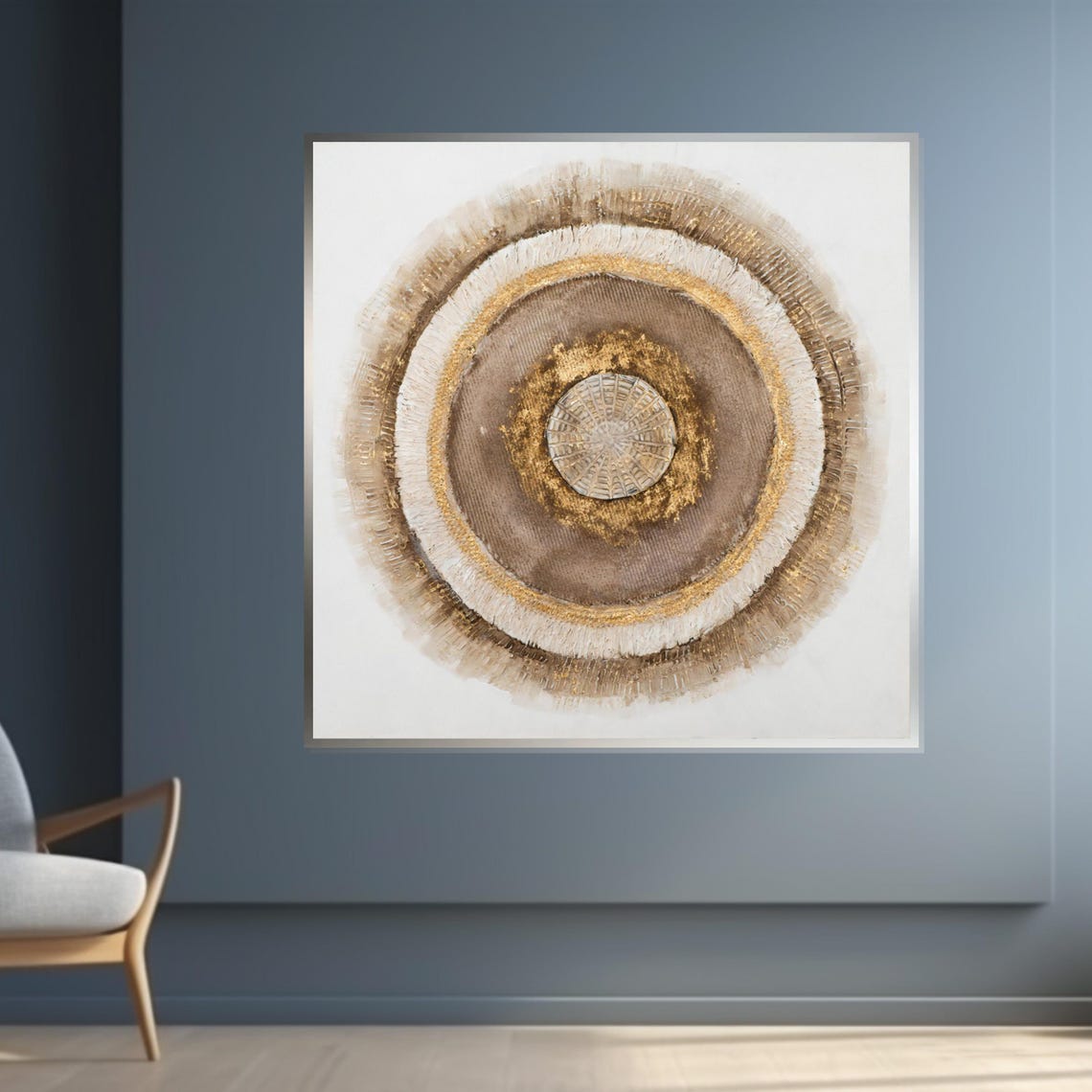 Golden Circular Ring Abstract Zen Beige Textured Decorative Poster - Image 4