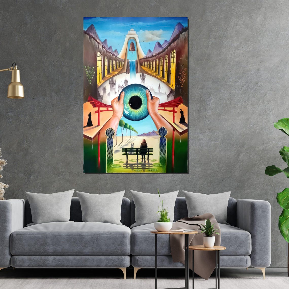 Visionary Surreal Giant Eye Held by Hands Dreamscape Fantasy Poster - Image 2