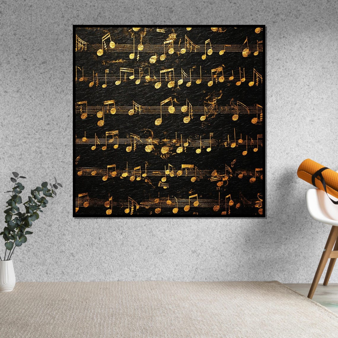 Golden Music Notes On Black Sheet Music Score Elegant Vintage Poster - Image 5