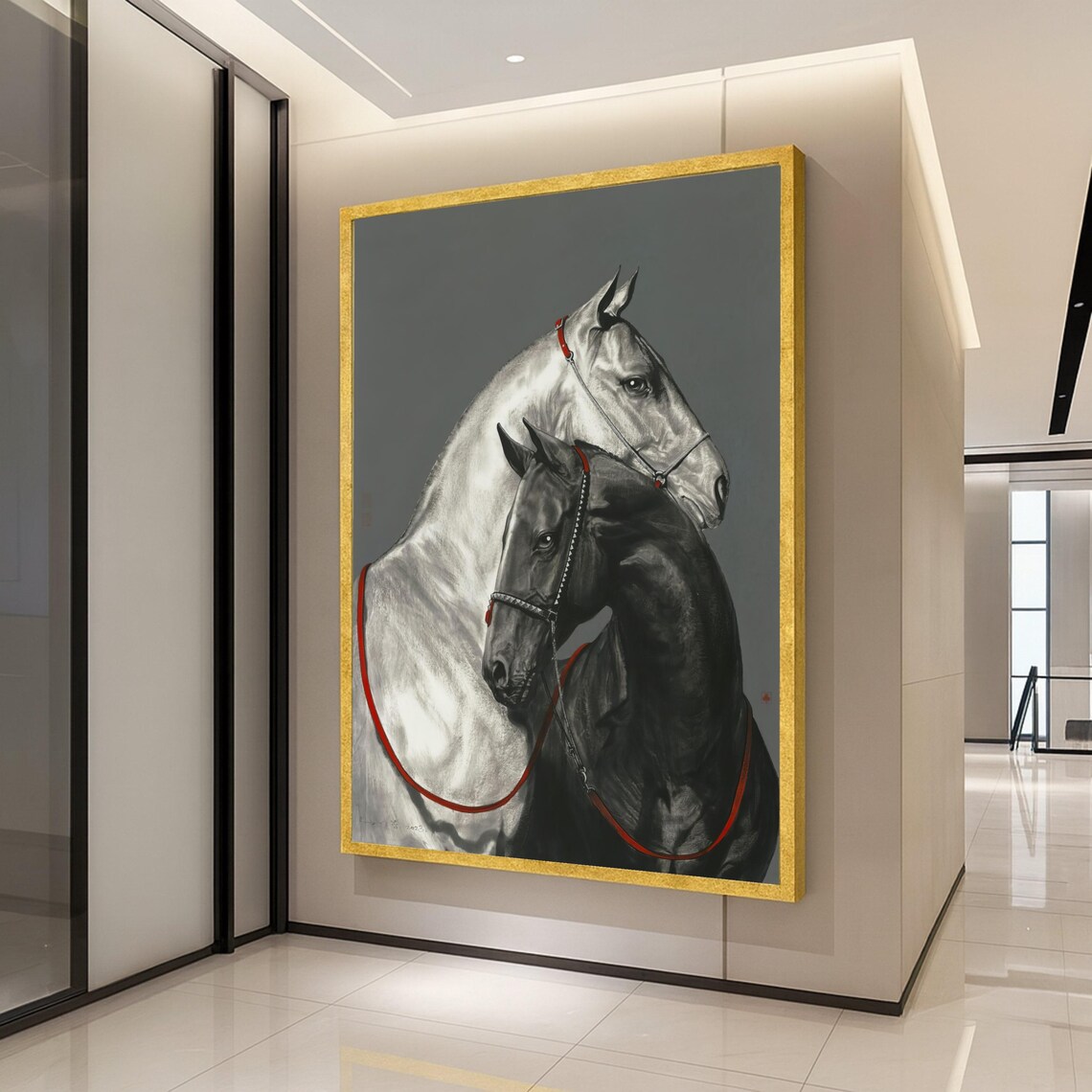 Black And White Horse Equestrian Wall Art Print