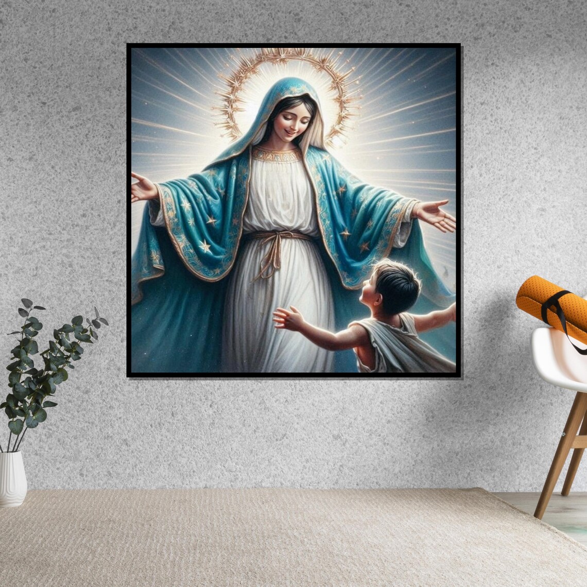 Our Lady Of Grace Blue Mantle Child Radiant Heavenly Wall Art - Image 5