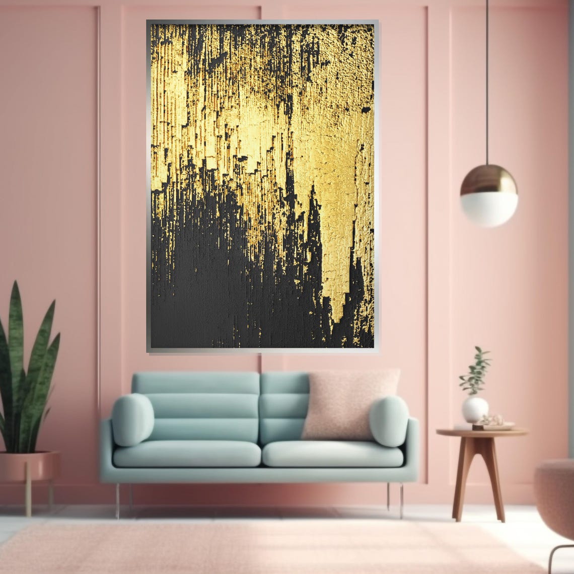 Gold Drip Black Texture Dramatic Metallic Modern Abstract Poster - Image 4
