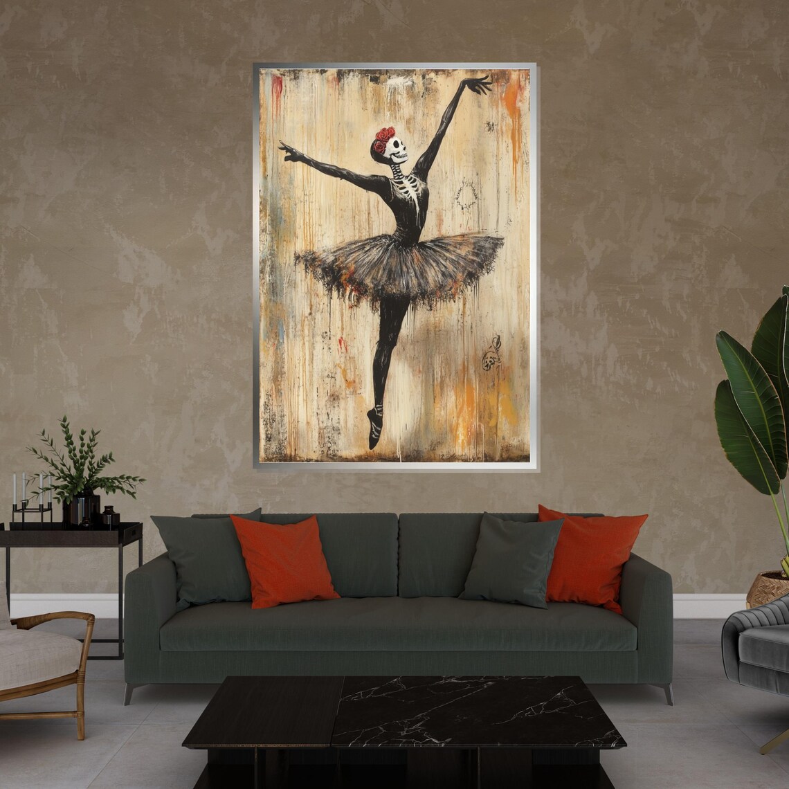 Skeleton Ballerina with Roses Vintage Gothic Dark Ballet Poster - Image 4