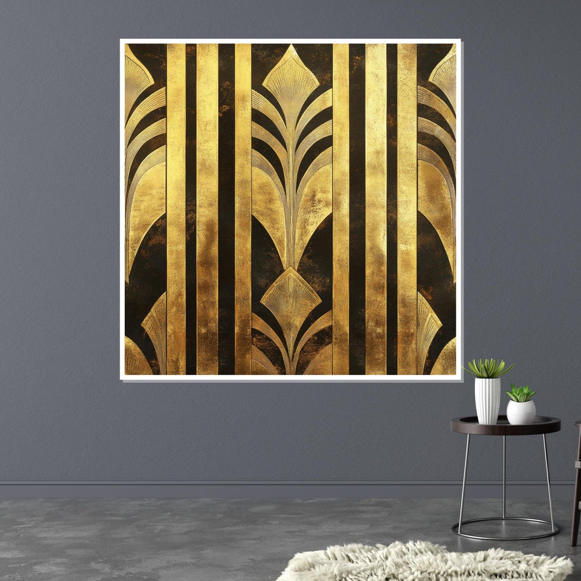 Gold Art Deco Geometric Pattern on Black Luxury Decorative Poster - Image 3