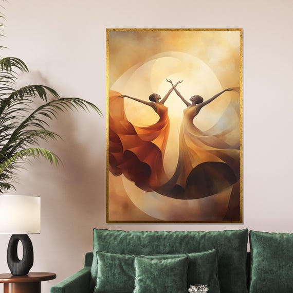 Graceful Dancers Twin Dance Art Elegant Wall Art Ballet Design Modern Art Print Ready To Hang Home Decor
