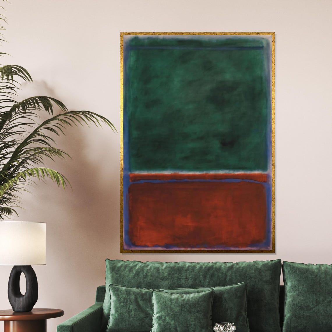 Emerald Green and Red Color Block Abstract Modern Art Poster