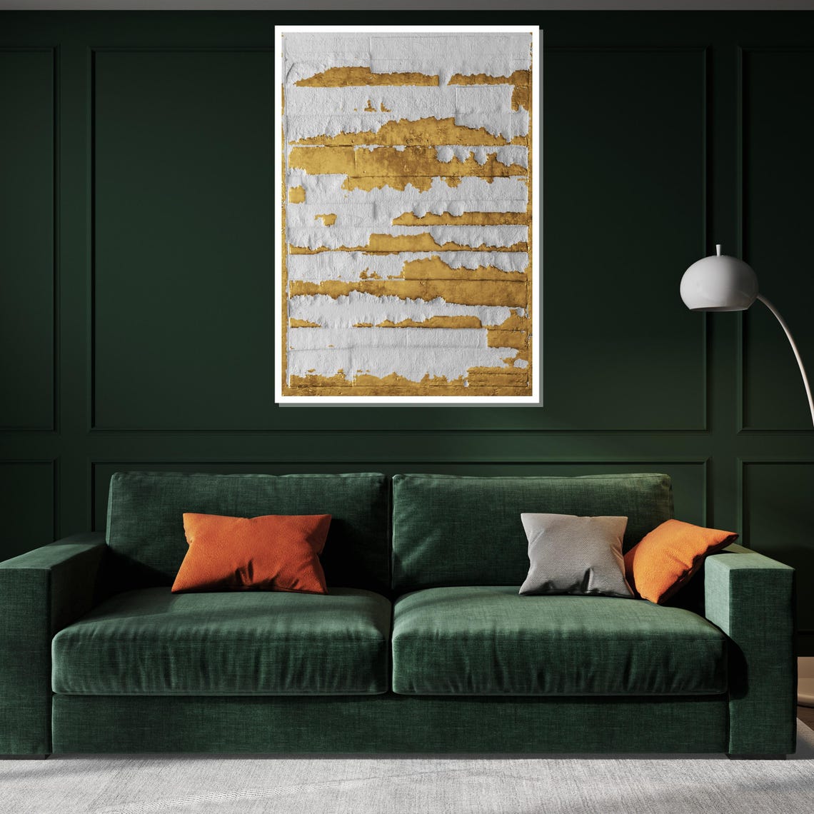 Gold Stripe Bands Textured White Luxe Modern Abstract Poster - Image 2