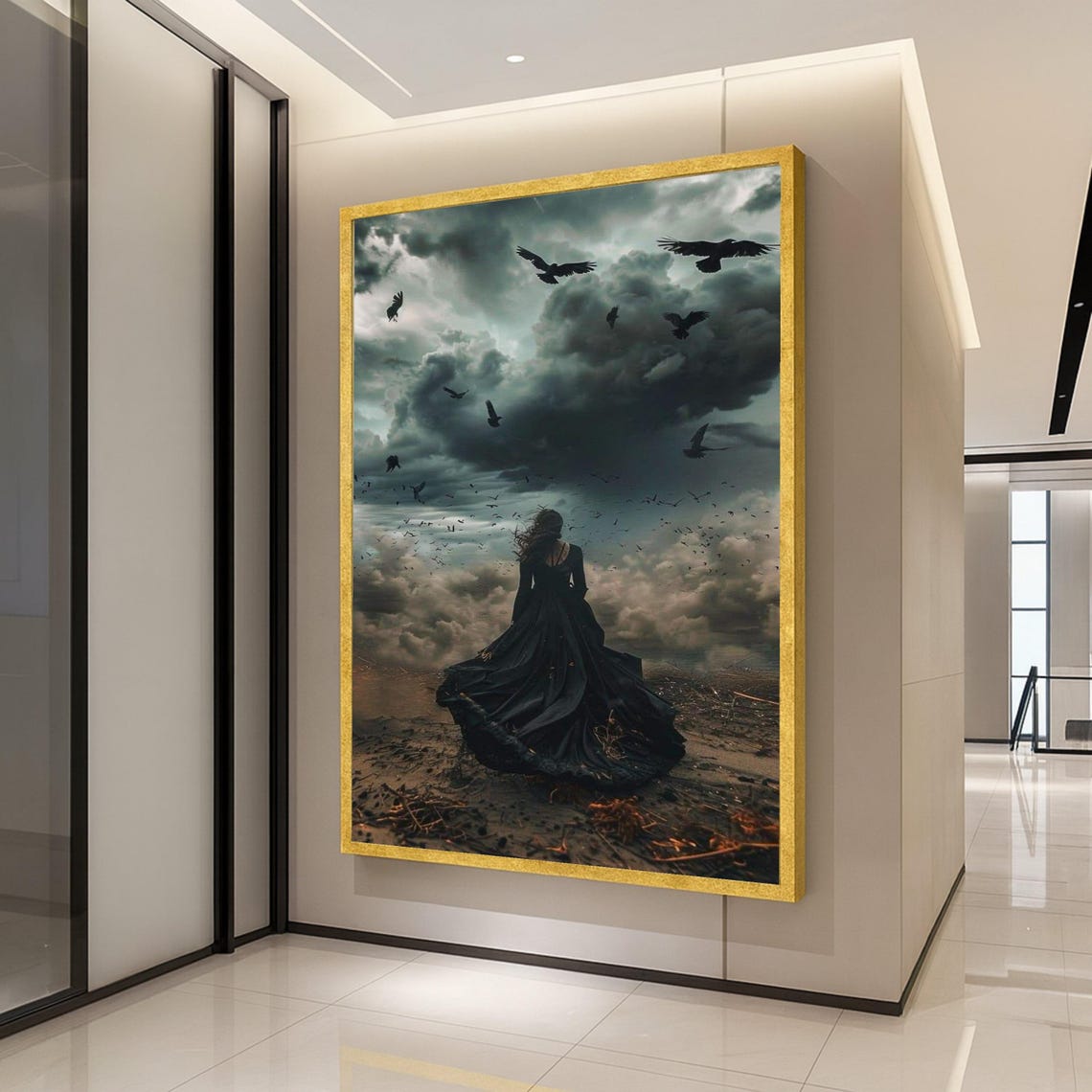Gothic Canvas Print Wall Decoration Dark Fantasy Art Ready To Hang Decor