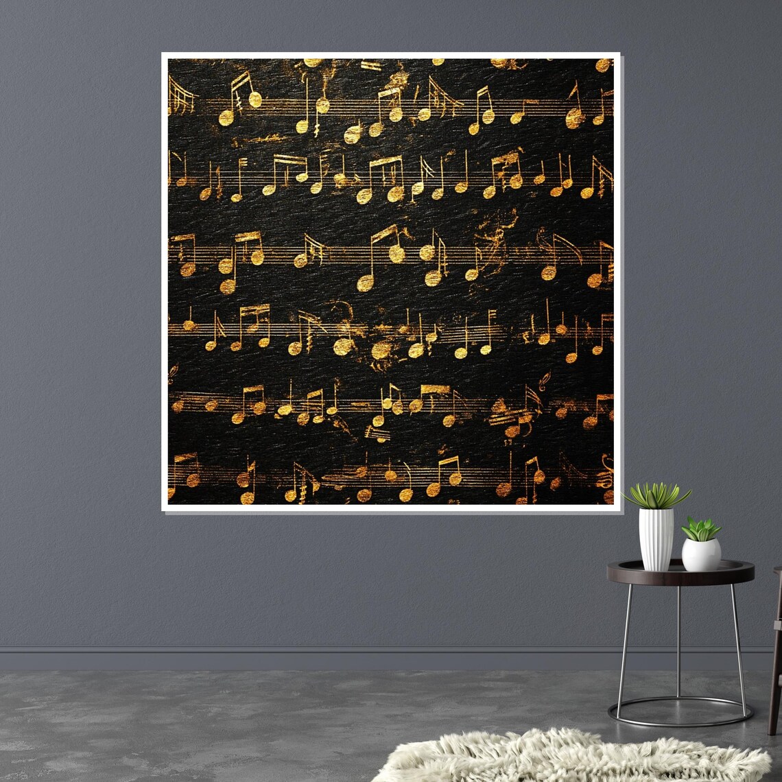 Golden Music Notes On Black Sheet Music Score Elegant Vintage Poster - Image 3