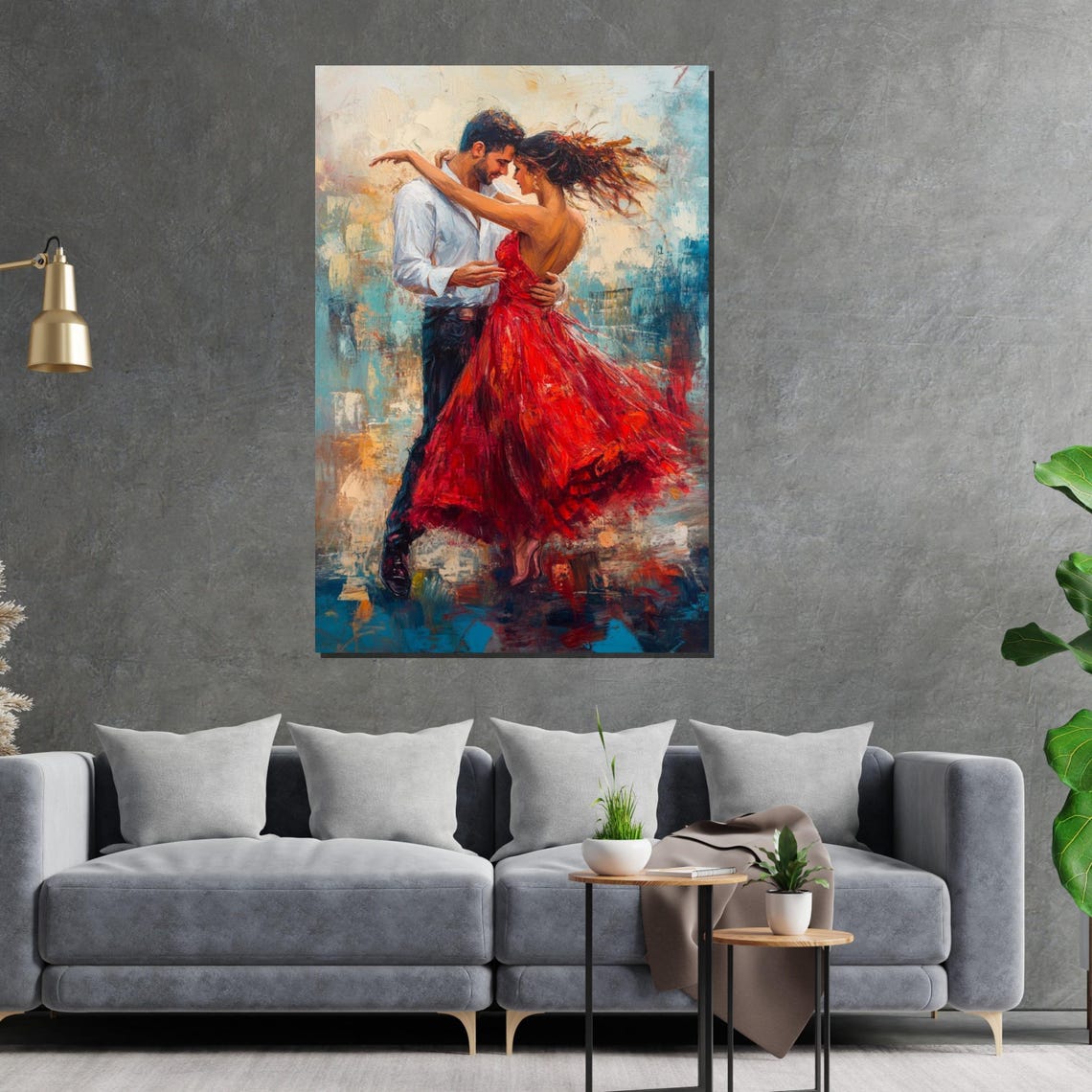 Dancing Couple Red Dress Whirling Joy Painting Love Art Poster - Image 2