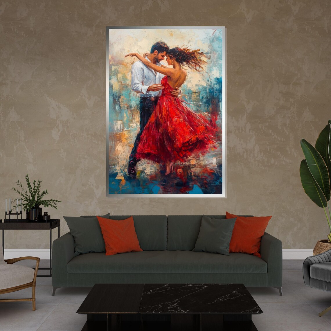Dancing Couple Red Dress Whirling Joy Painting Love Art Poster - Image 4