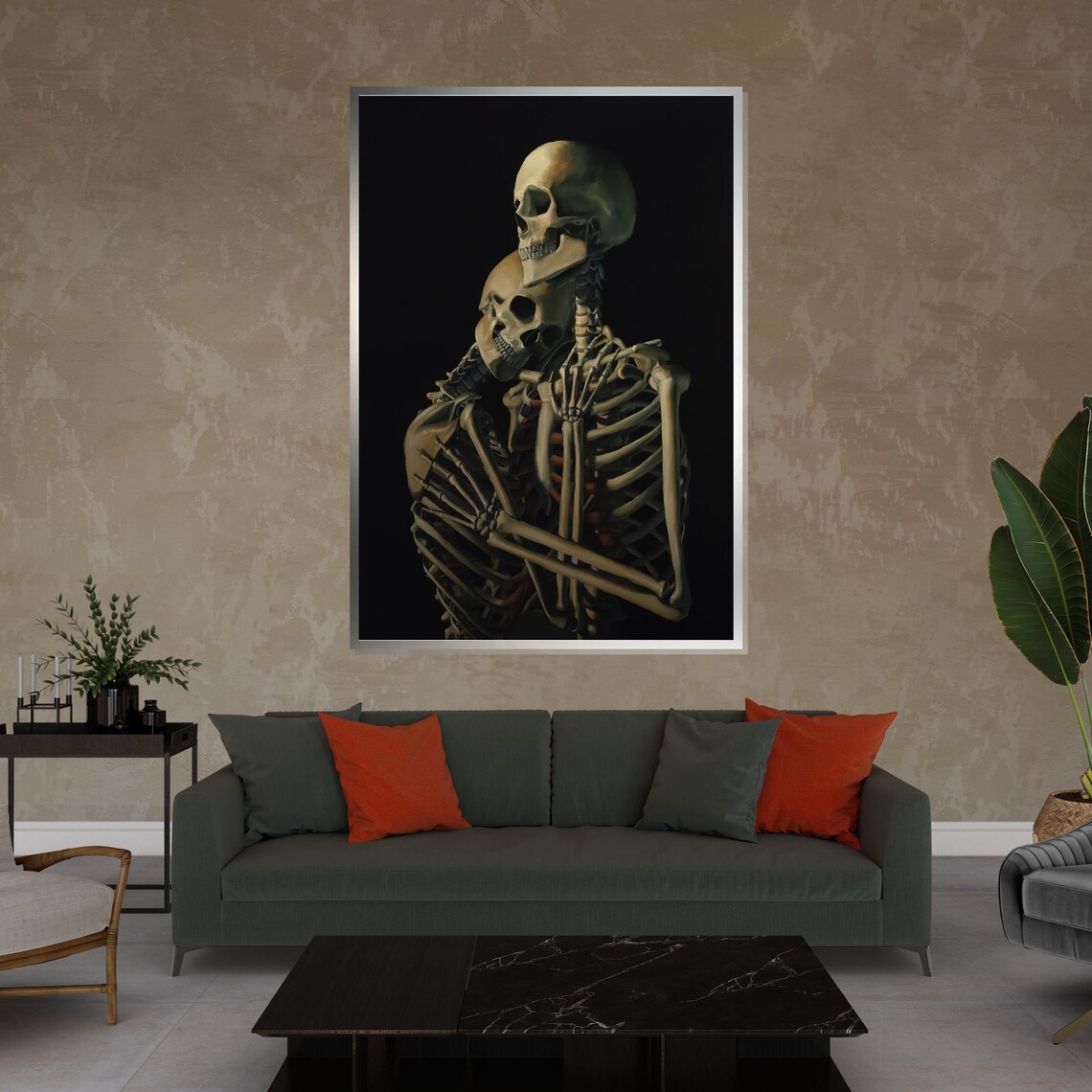 Embracing Skeletons Eternal Love Dark Gothic Romance Art Poster - Image 4