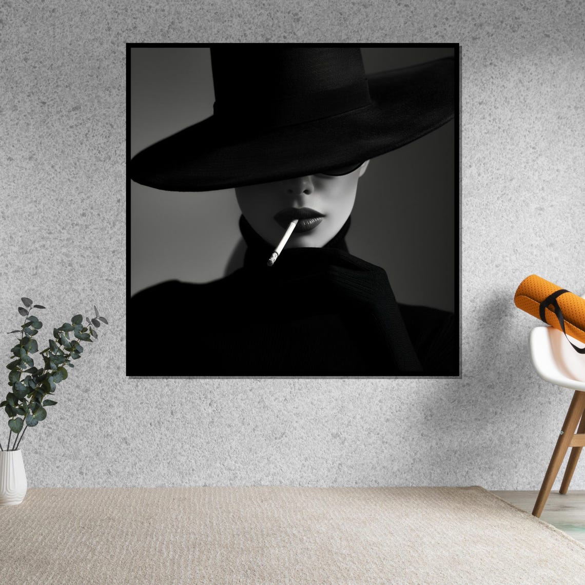 Mysterious Noir Lady In Black Hat Cinematic Elegance Style Poster - Image 4