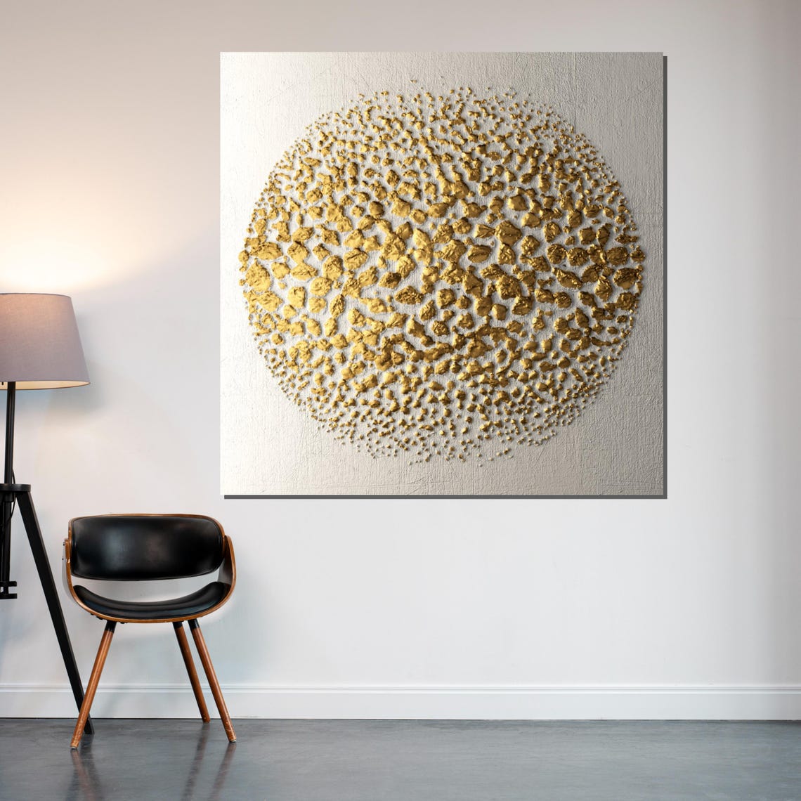 Golden Textured Circle Abstract Gold Nugget Modern Minimal Print - Image 2