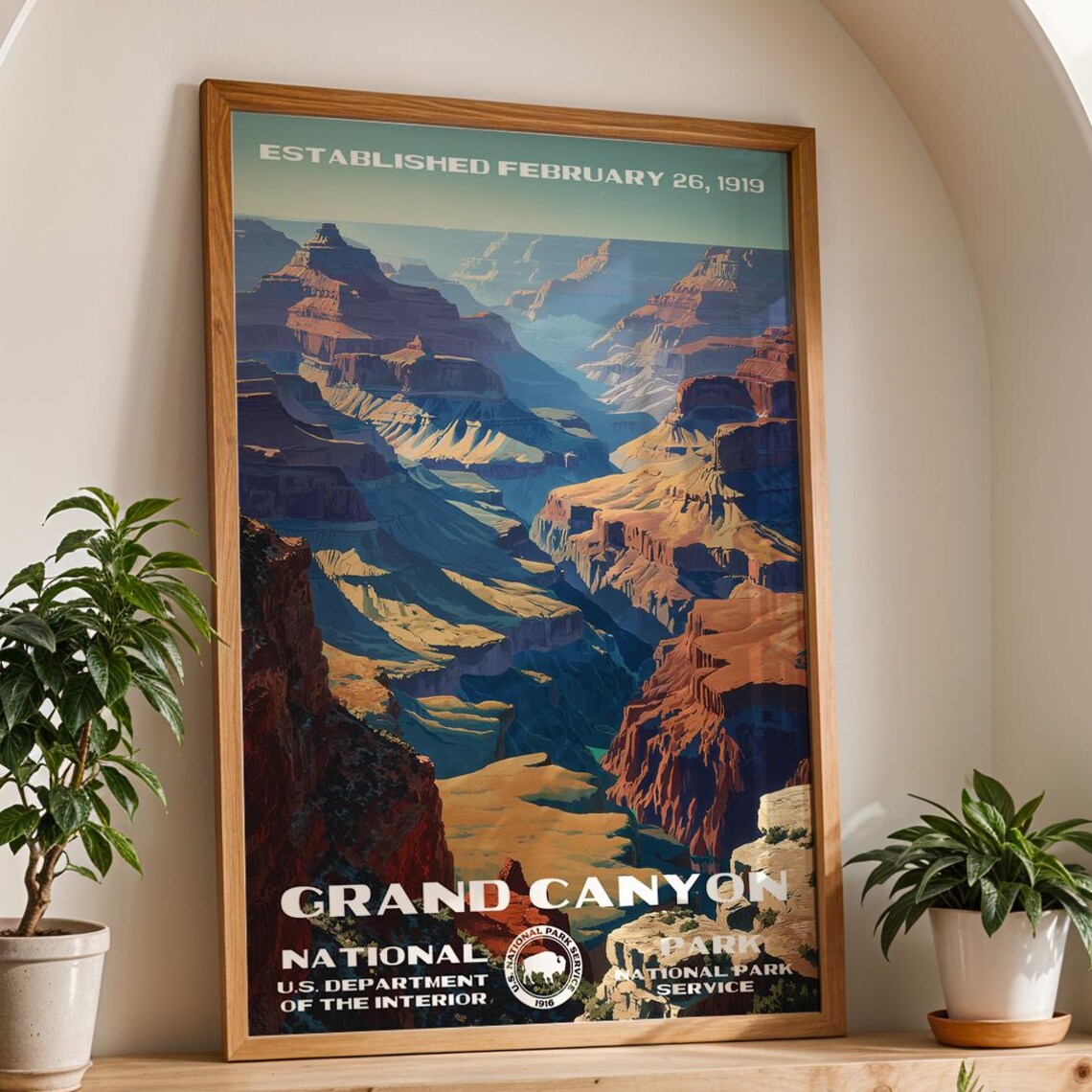 Grand Canyon Arizona Layered Desert Vista Retro Travel Poster