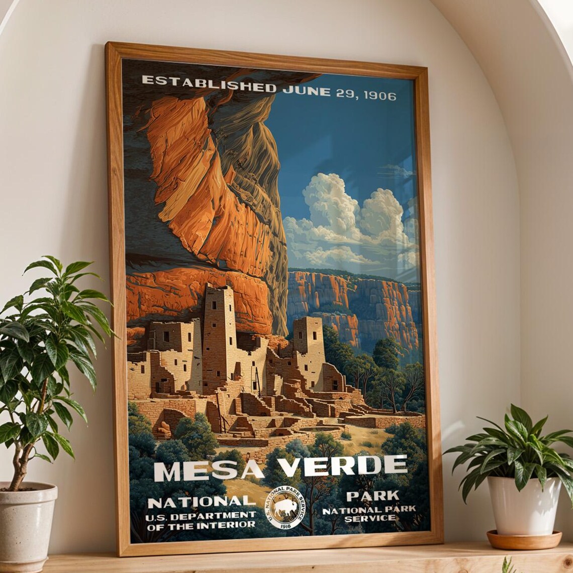 Mesa Verde National Park Cliff Dwellings Retro Vintage Poster