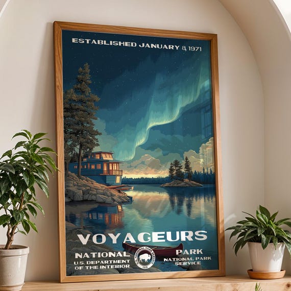 Voyageurs National Park Poster Vintage Nature Landscape Wall Art Retro Travel