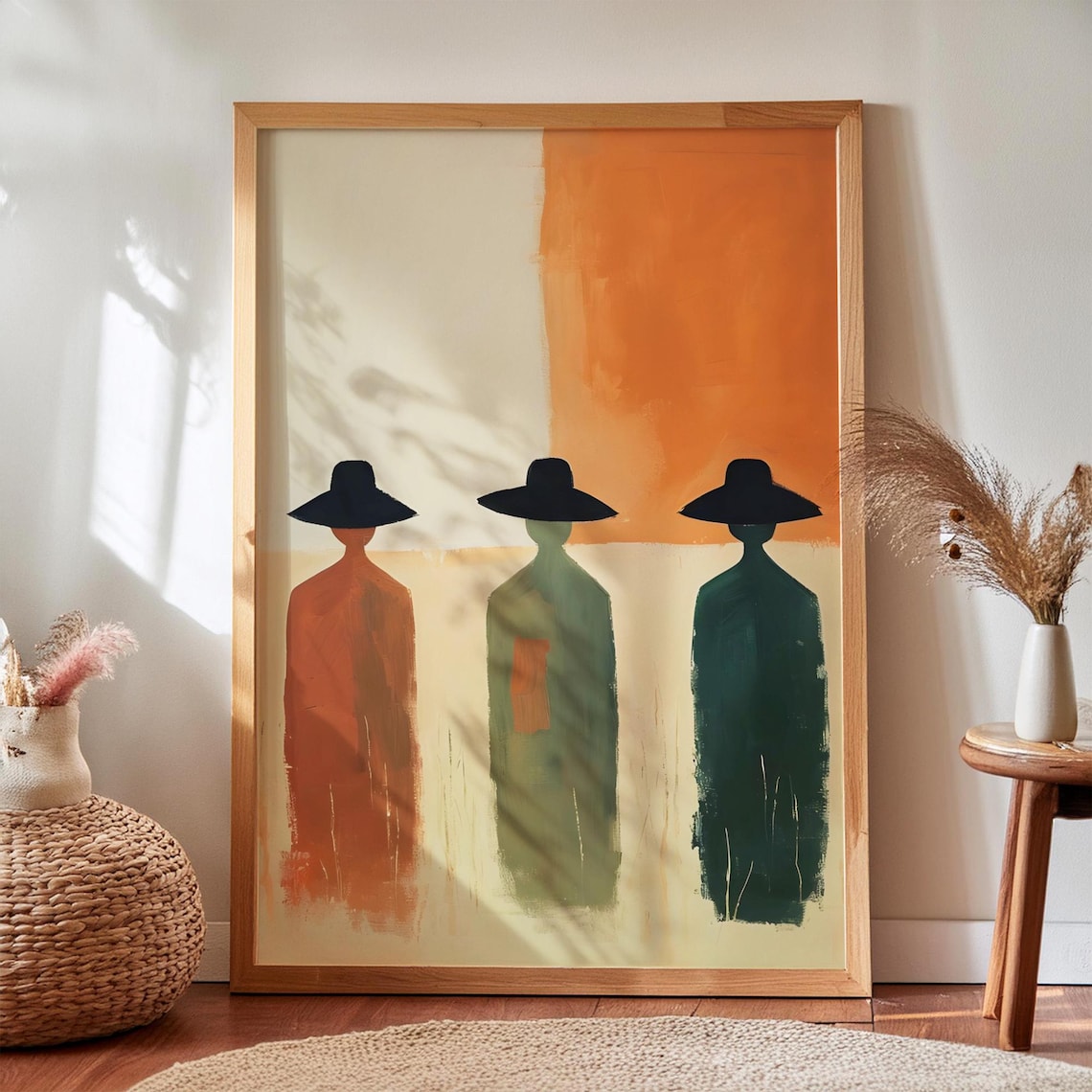 Neutral Cowboy Hat Silhouette, Abstract Western Art