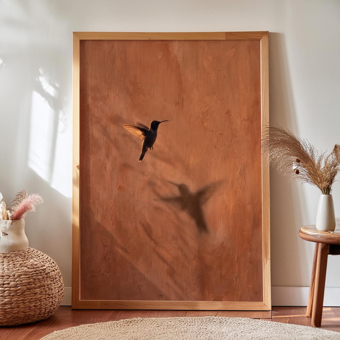 Mexican Hummingbird Print, Terracotta Adobe Shadow