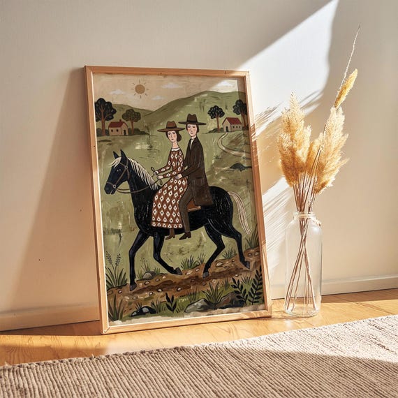 Western Horse Couple Abstract Art Print