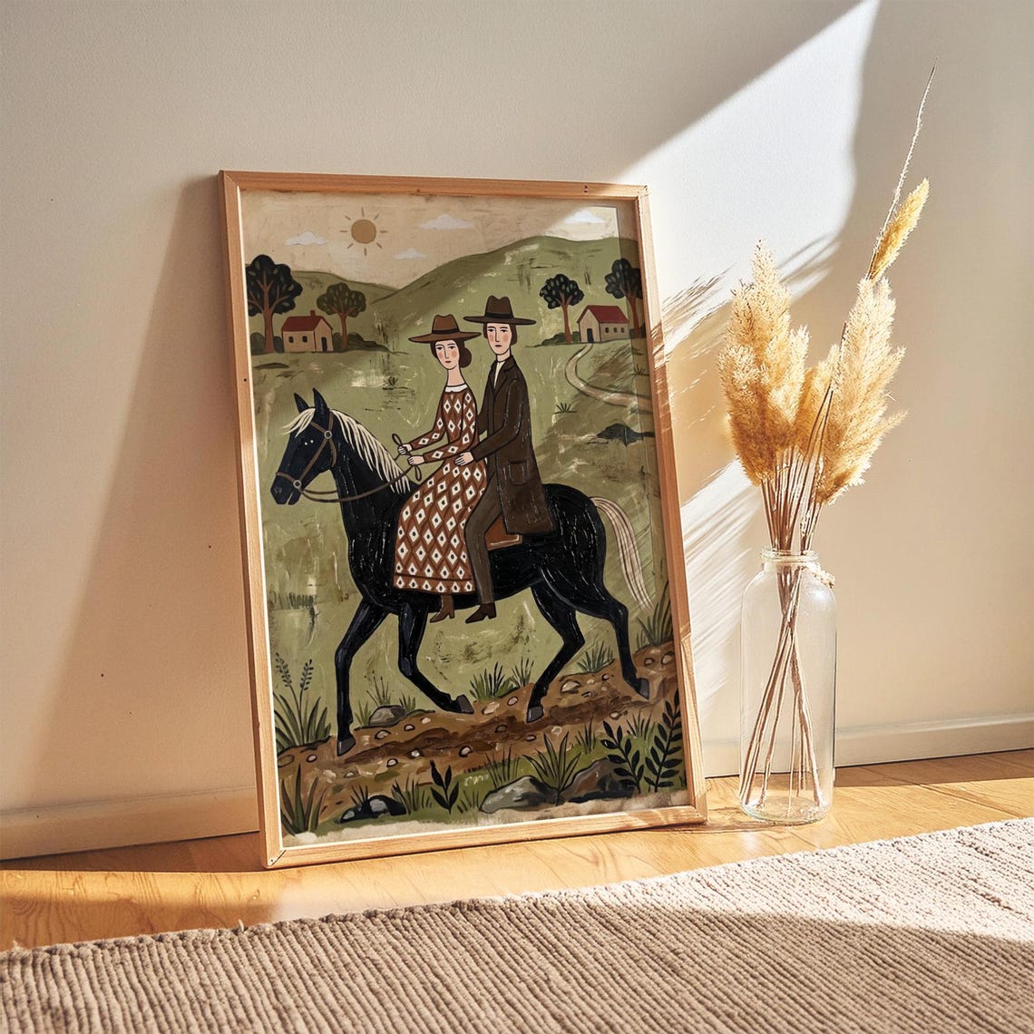 Western Horse Couple Abstract Art Print