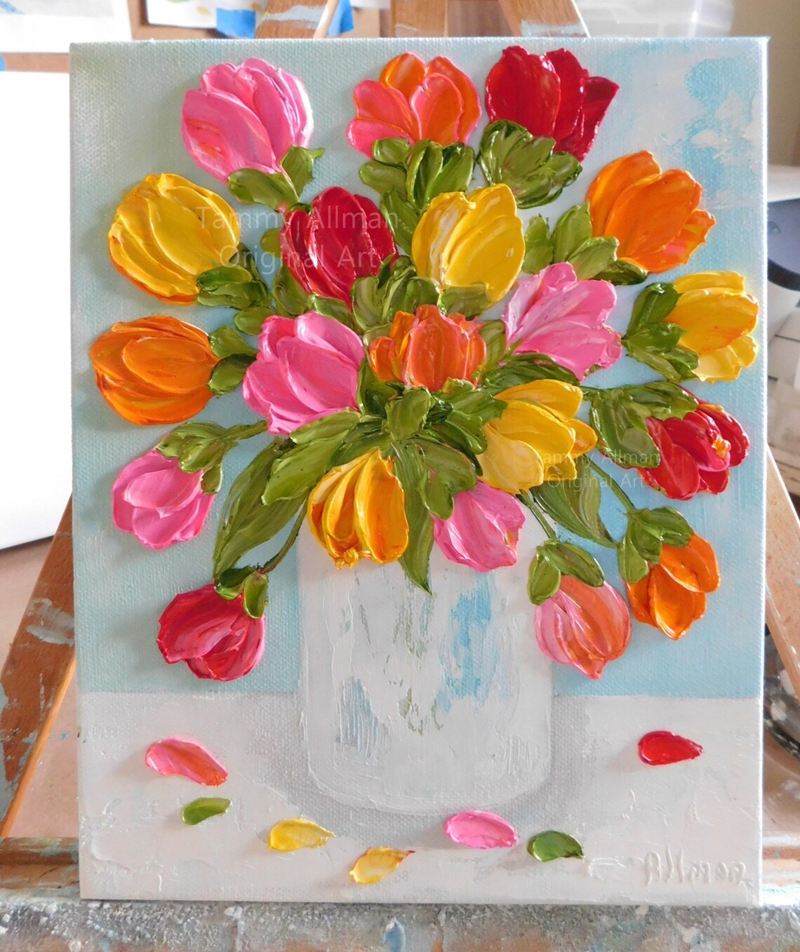 Custom Bright Tulip Oil Painting, Spring Floral Art Print - Image 3