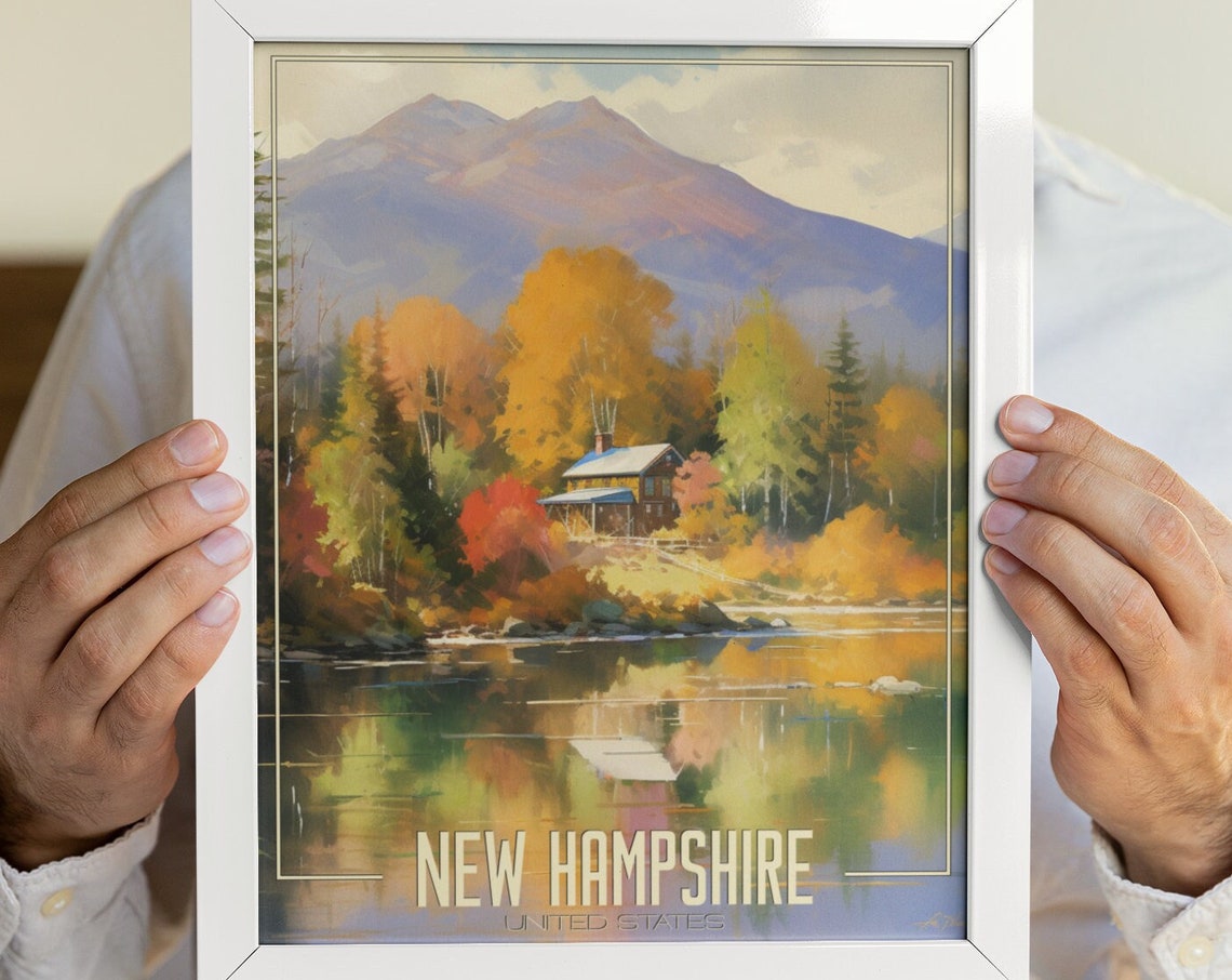 New Hampshire Png Travel Poster Travel Art Instant States Wall Prints Wall Tourism States Poster Decor Us Arts