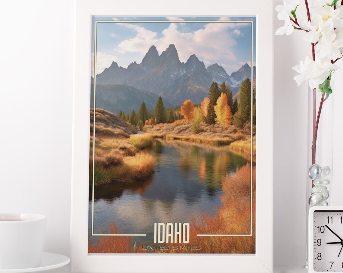 Idaho States Png Realistic Travel Poster Usa Art Wall Decor Nature Photograph Idaho Seen Art Prints Seen Wall Hanging