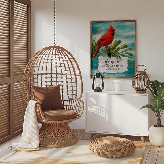 His Eye Is On The Sparrow, Inspirational Art Print