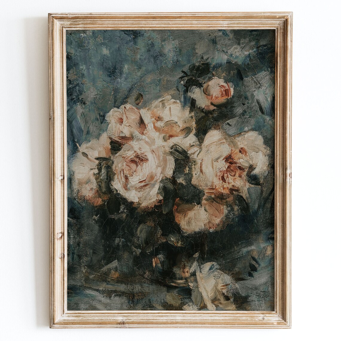 European Vintage Rose Flowers In Vase Art Print