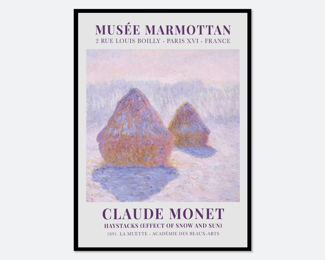 Claude Monet Haystacks Effect of Snow and Sun 1891 Impressionist Poster