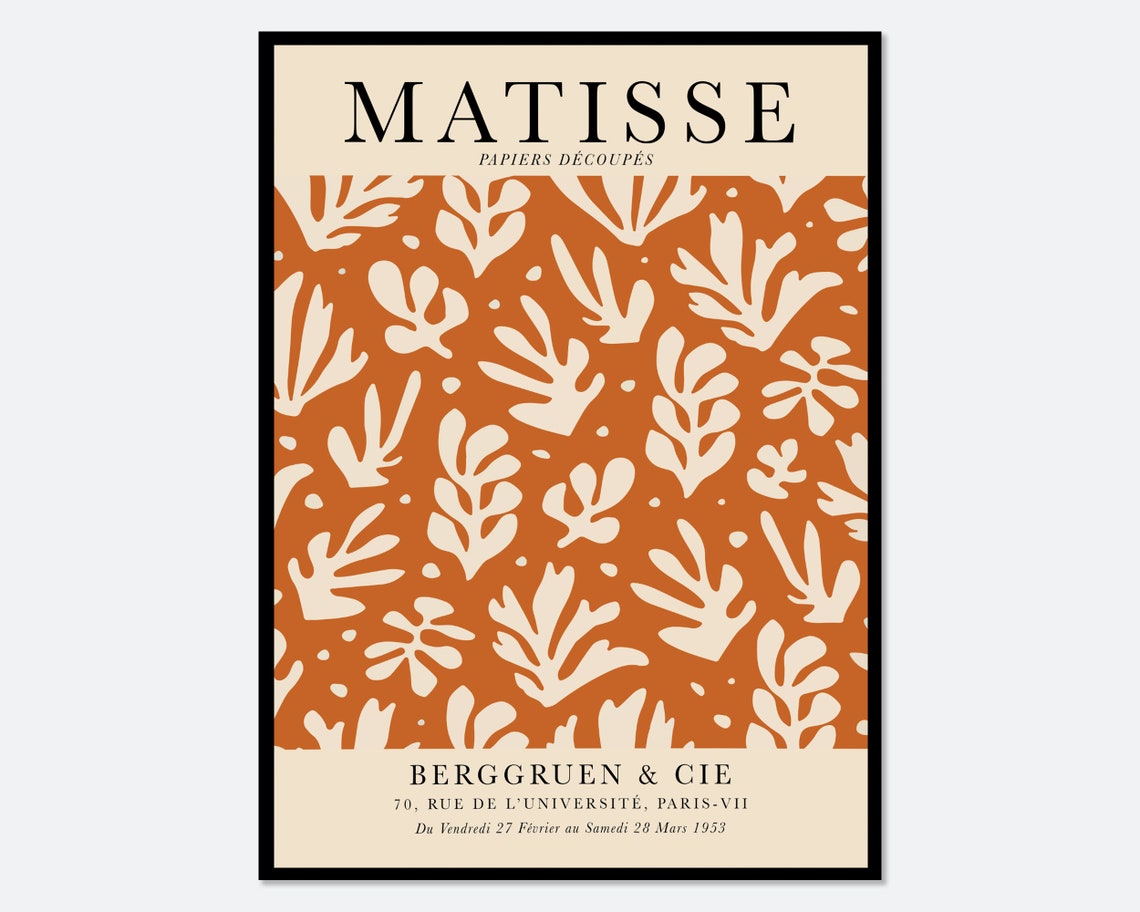 Matisse Papiers Decoupes Terracotta Cut Out Leaf Pattern Poster
