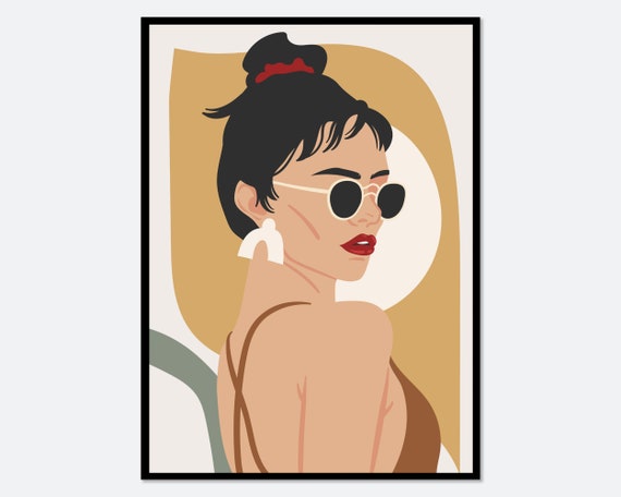Boho Eclectic Portrait Of Woman Colorful Art Print Boho Art Print Abstract Modern Woman Art Fashion Illustration Organic Shapes Fa17