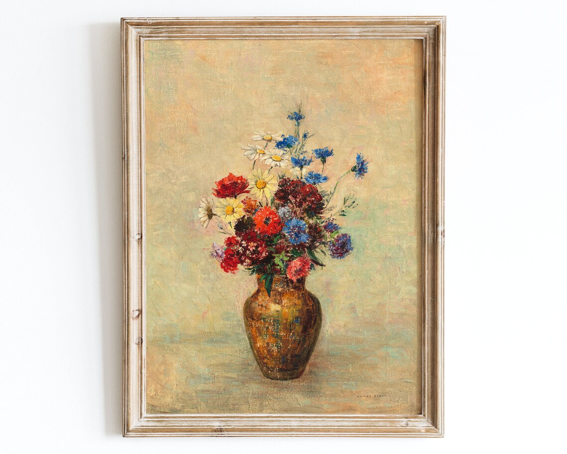 Odilon Redon Flowers in a Vase, Vintage Art Print